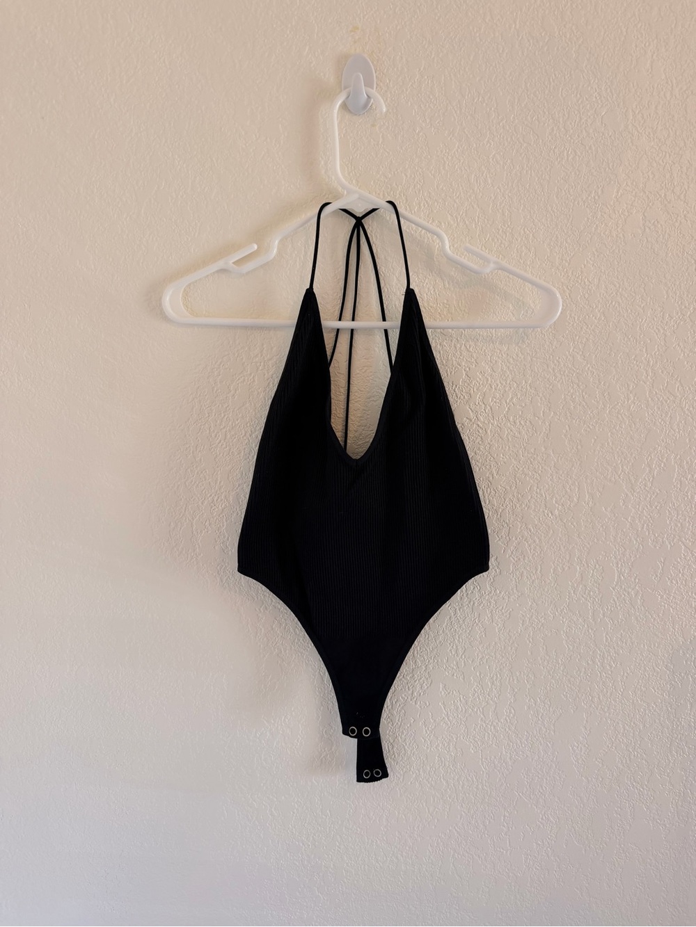 Black Strappy Ribbed Bodysuit
